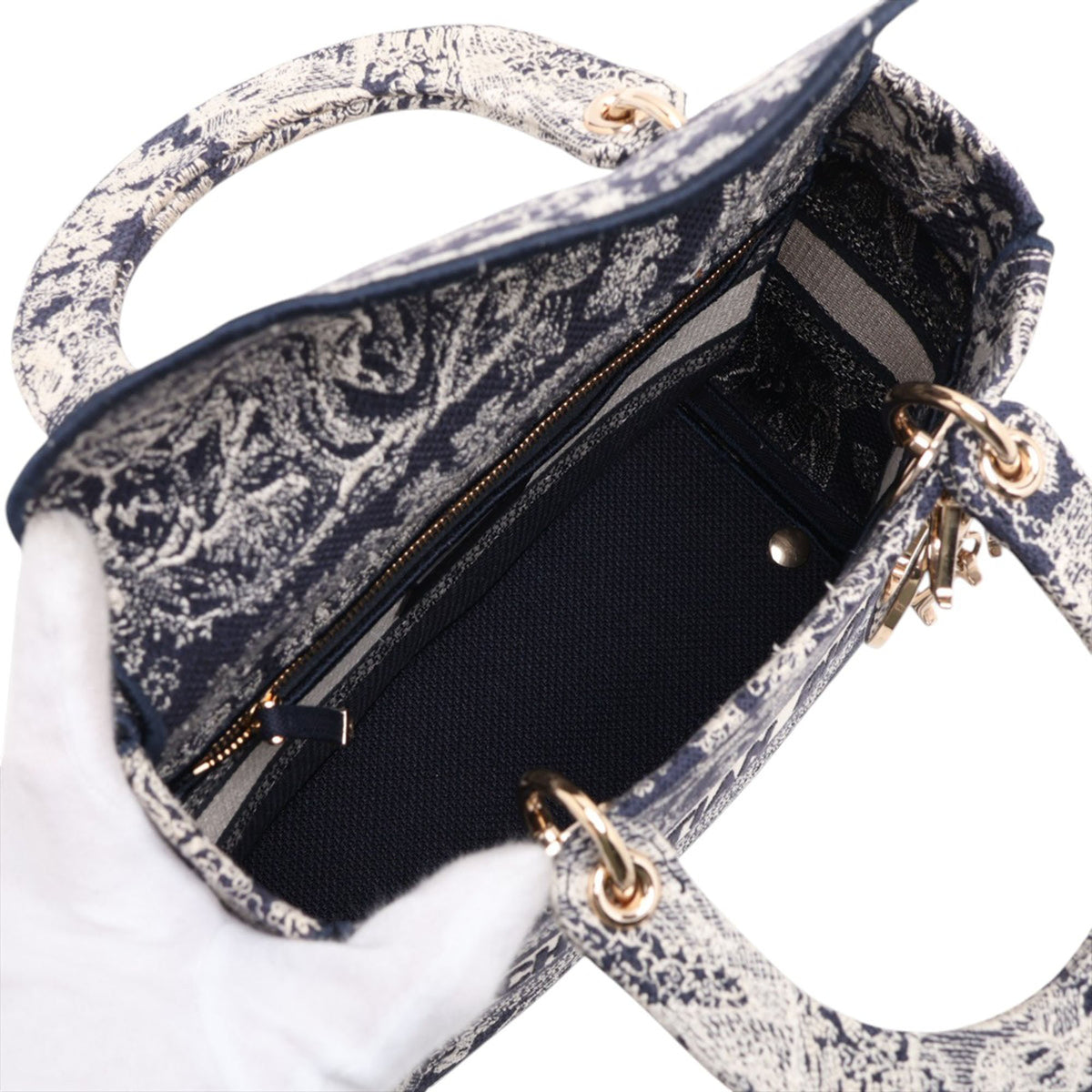 Dior Medium Embroidered Canvas Toile de Jouy Lady D Lite — Blue