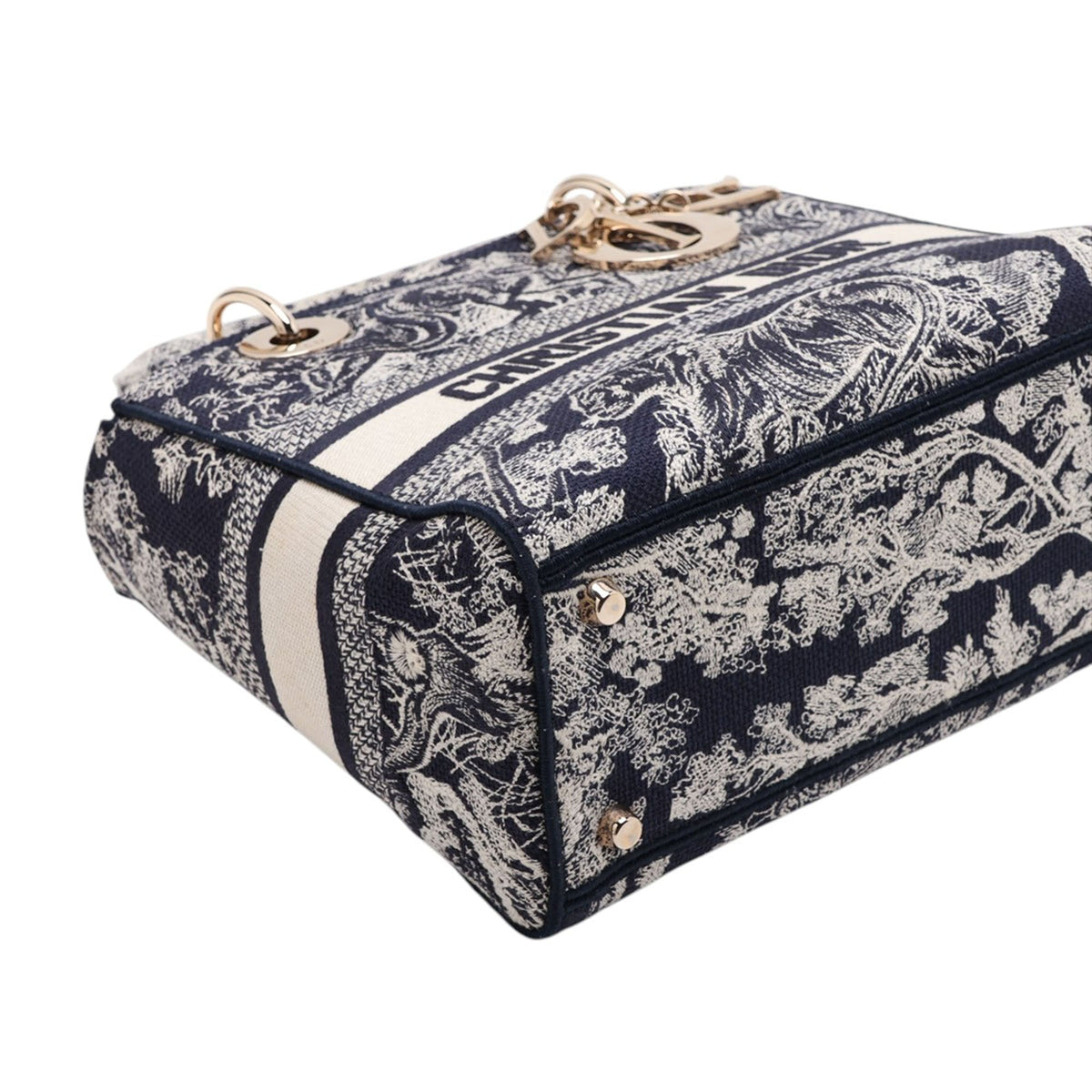 Dior Medium Embroidered Canvas Toile de Jouy Lady D Lite — Blue