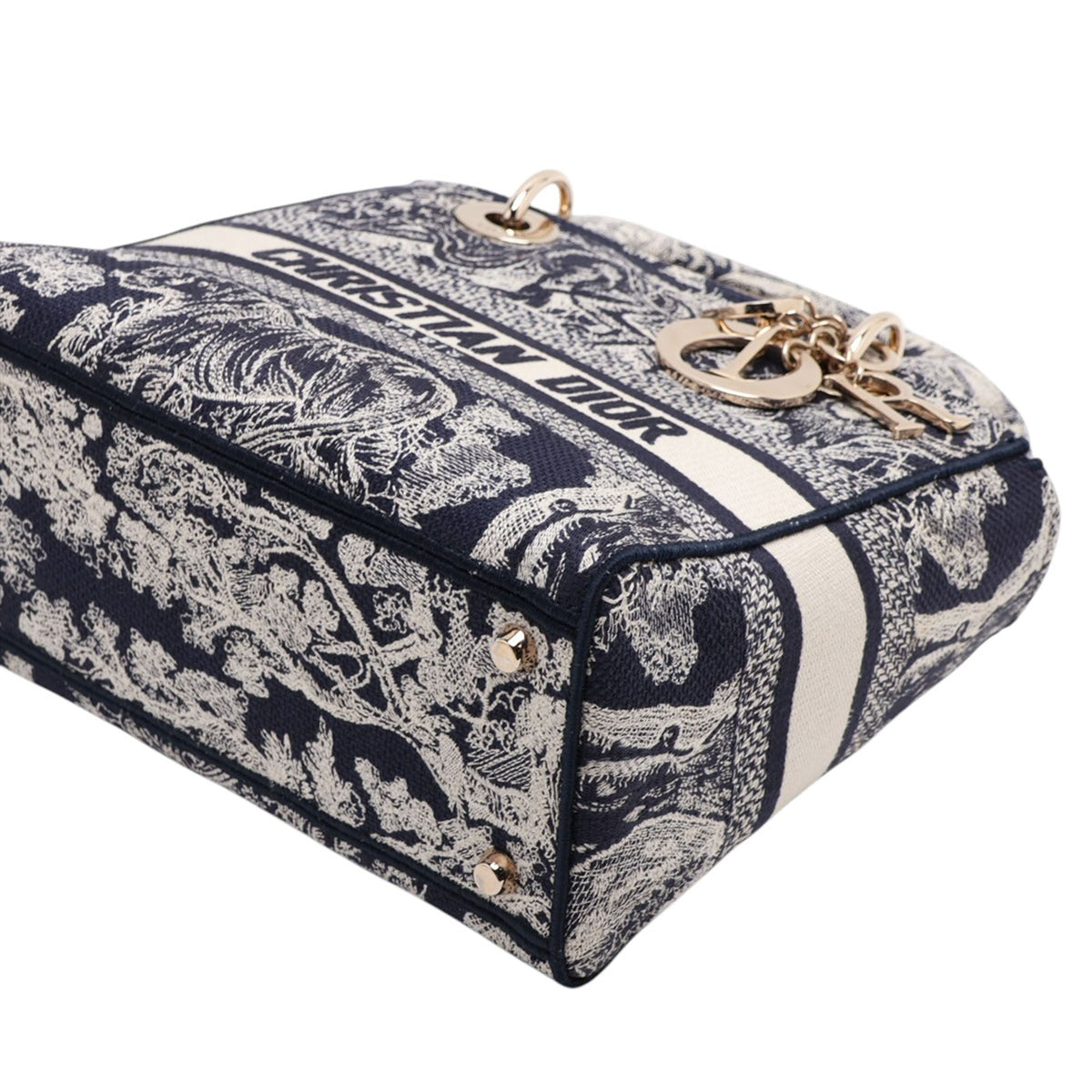 Dior Medium Embroidered Canvas Toile de Jouy Lady D Lite — Blue