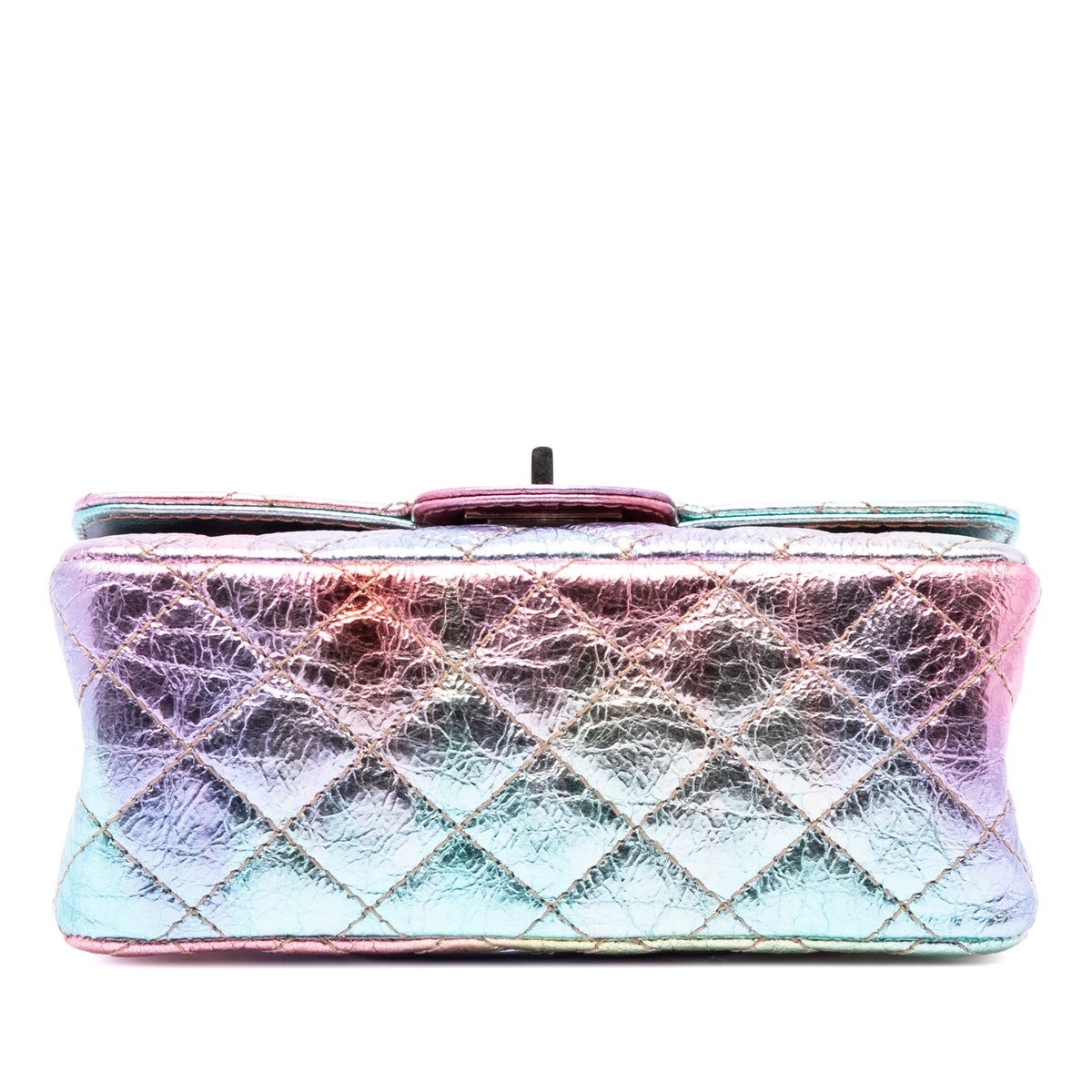 Chanel Mini Quilted Crinkled Goatskin Rainbow Reissue 2.55 Single Flap 224