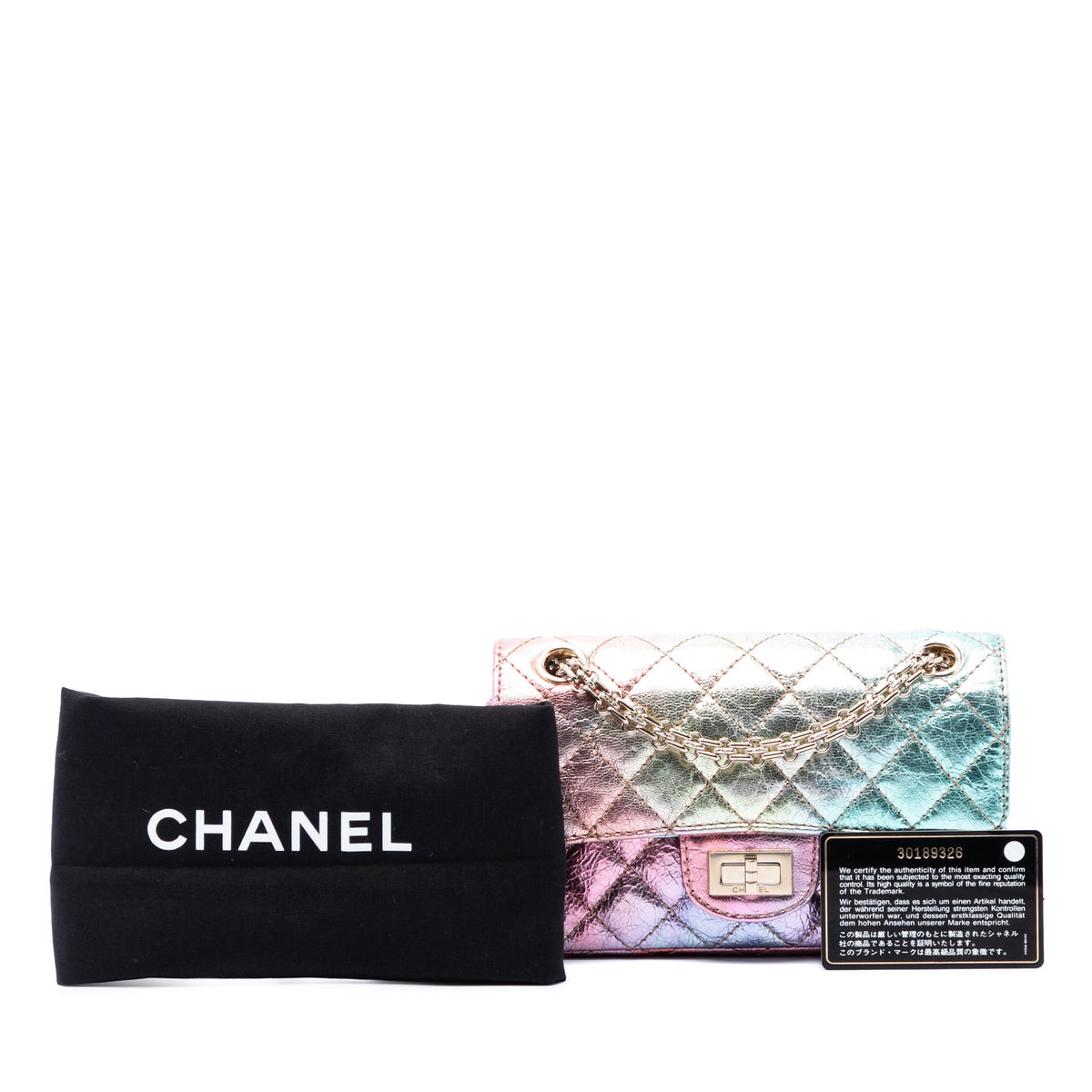 Chanel Mini Quilted Crinkled Goatskin Rainbow Reissue 2.55 Single Flap 224