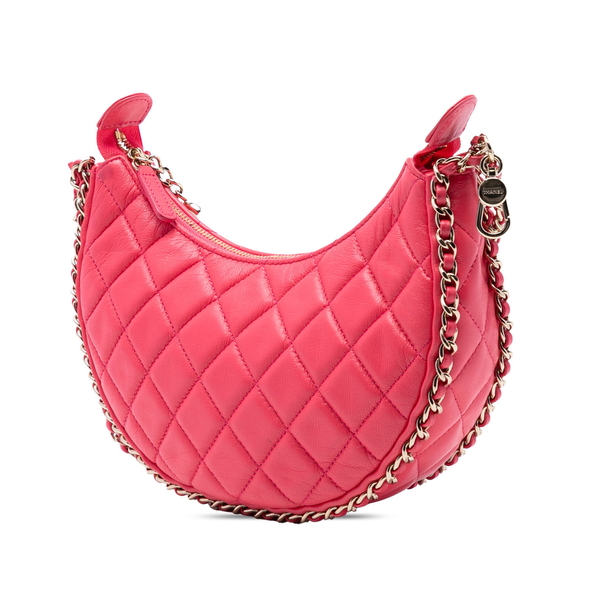 Chanel Small Quilted Lambskin Chain Around Hook Hobo Bag