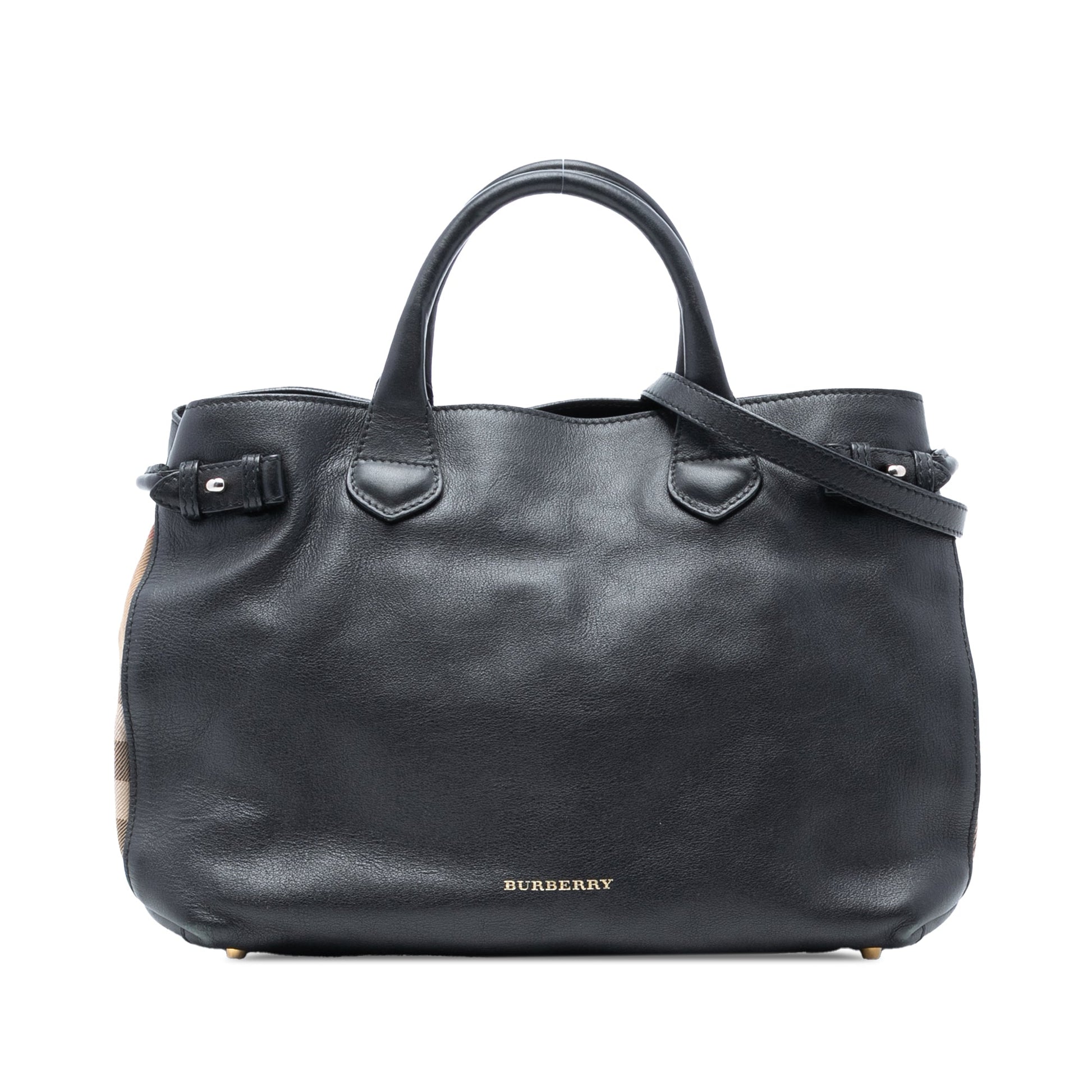 Burberry Medium Leather and House Check Banner Satchel
