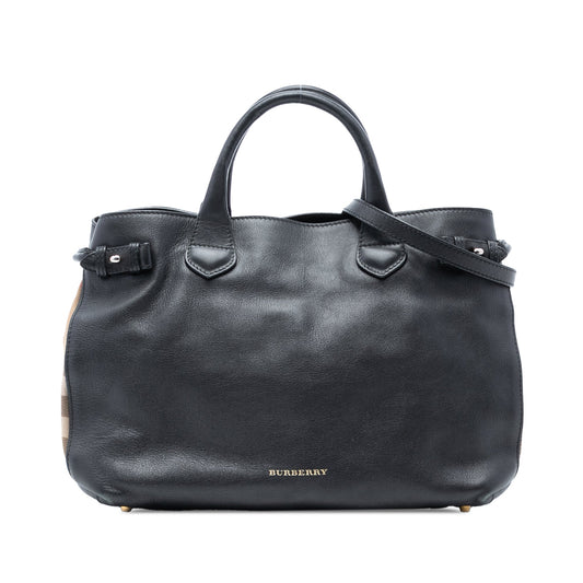 Burberry Medium Leather and House Check Banner Satchel