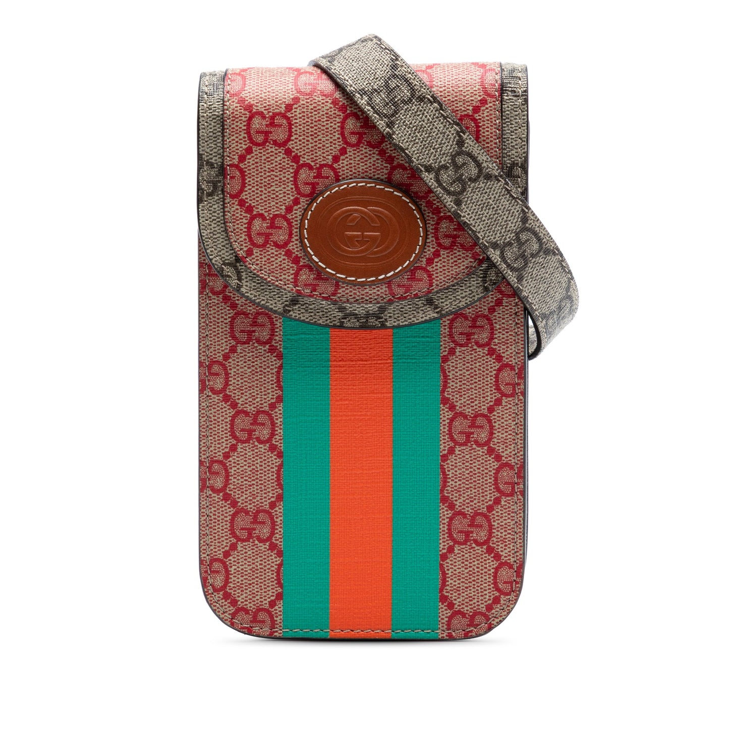Gucci Dans Le Vert GG Supreme Web Phone Holder Crossbody