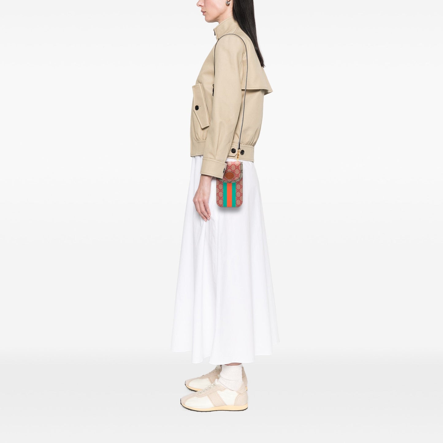 Gucci Dans Le Vert GG Supreme Web Phone Holder Crossbody