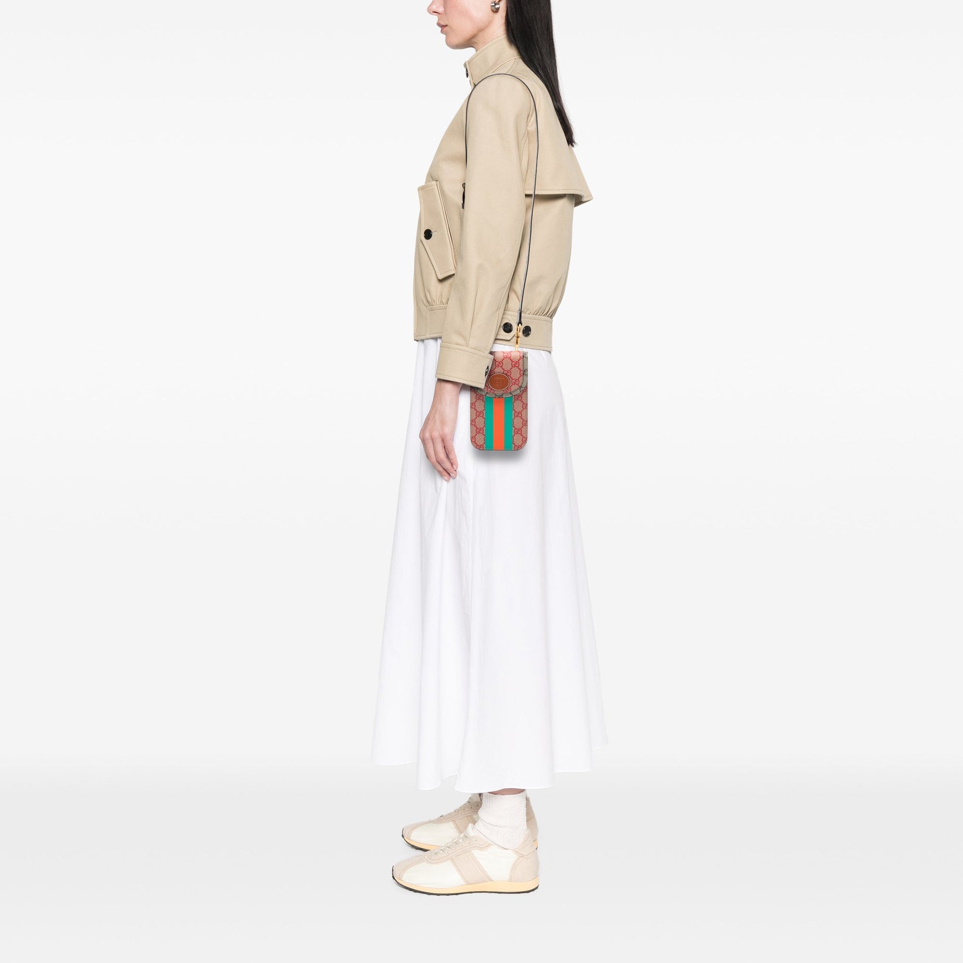 Gucci Dans Le Vert GG Supreme Web Phone Holder Crossbody