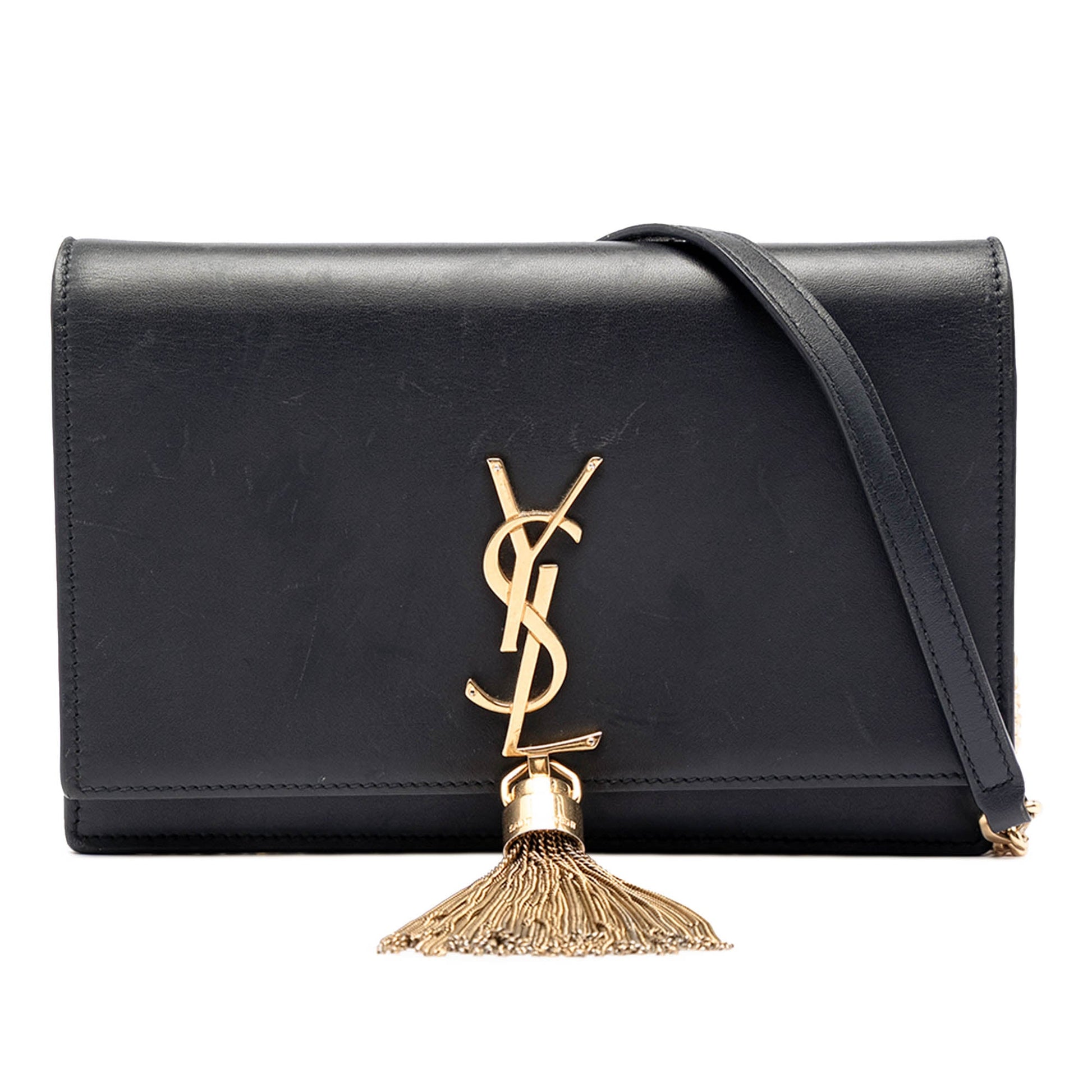Saint Laurent Smooth Calfskin Monogram Kate Tassel Chain Wallet