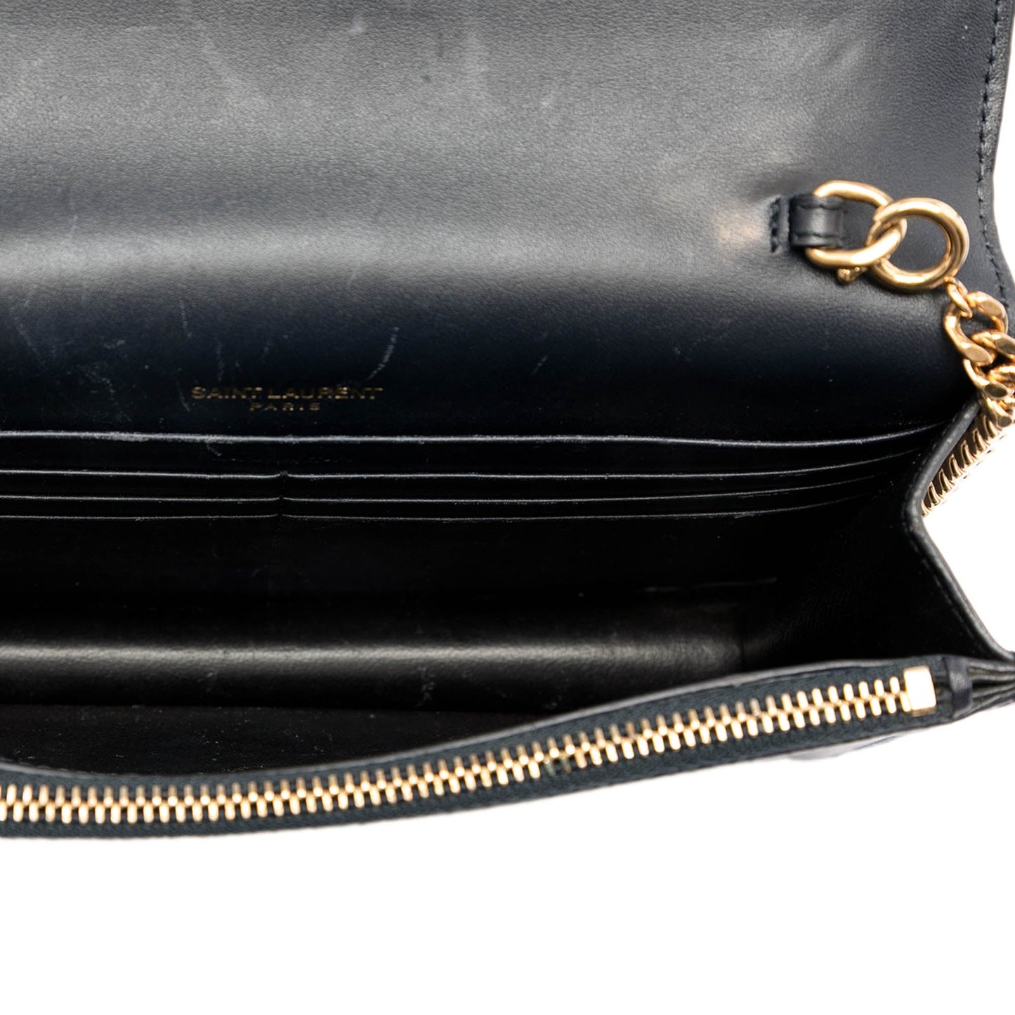 Saint Laurent Smooth Calfskin Monogram Kate Tassel Chain Wallet