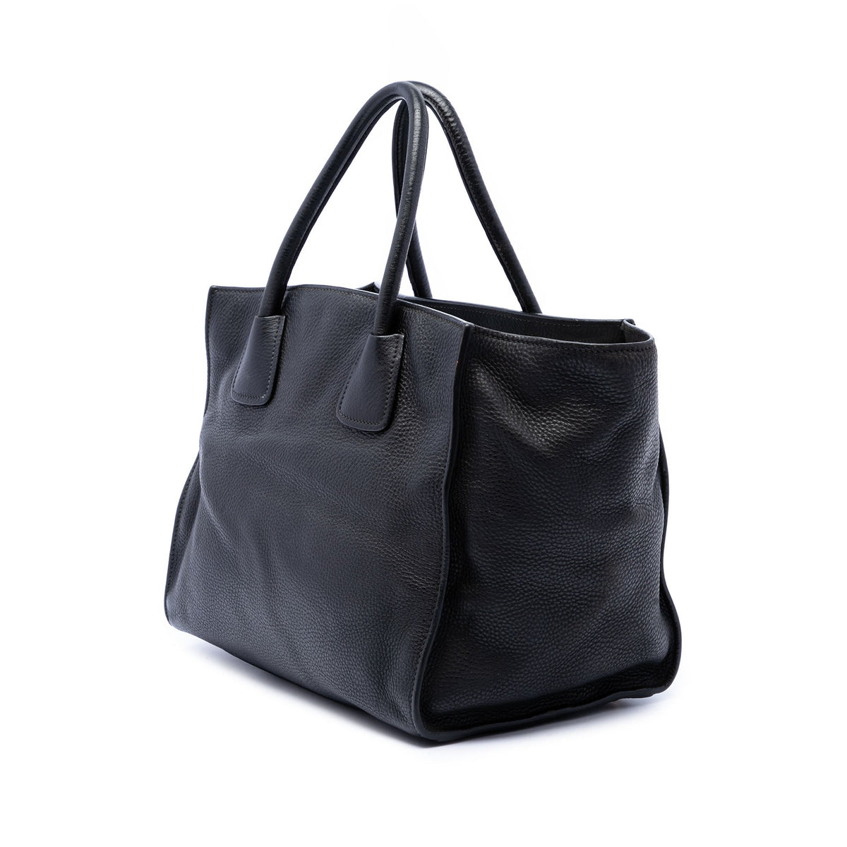 Prada Vitello Daino Front Pocket Open Convertible Tote — Black