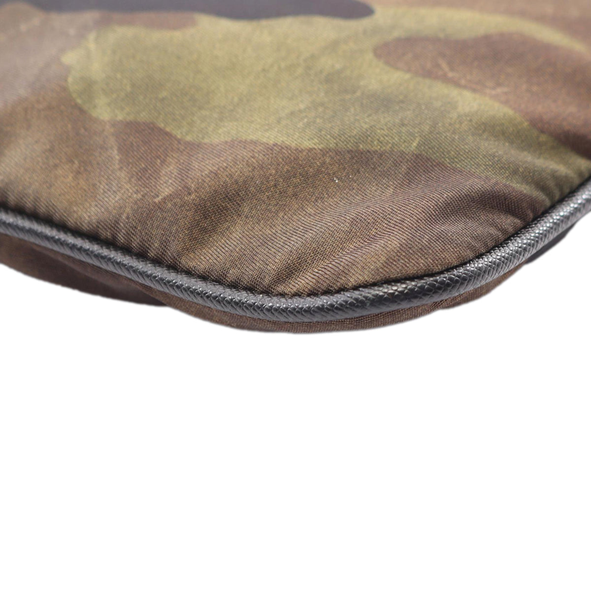 Prada Tessuto Camouflage Zip Top Crossbody — Brown