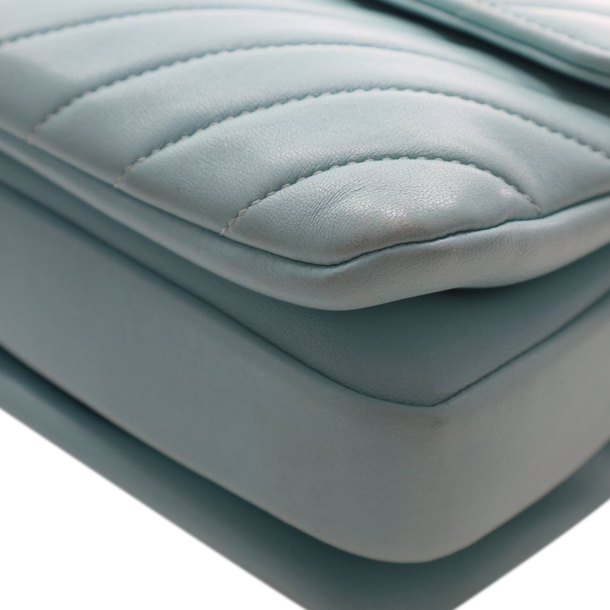 Small Chevron Lambskin Trendy CC Top Handle Flap