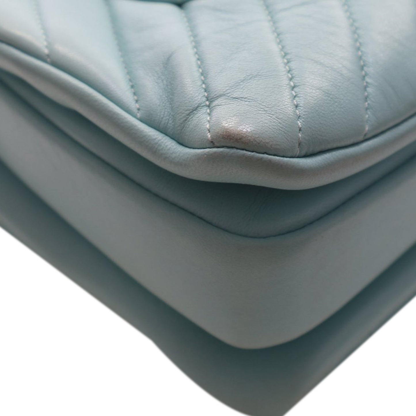 Small Chevron Lambskin Trendy CC Top Handle Flap
