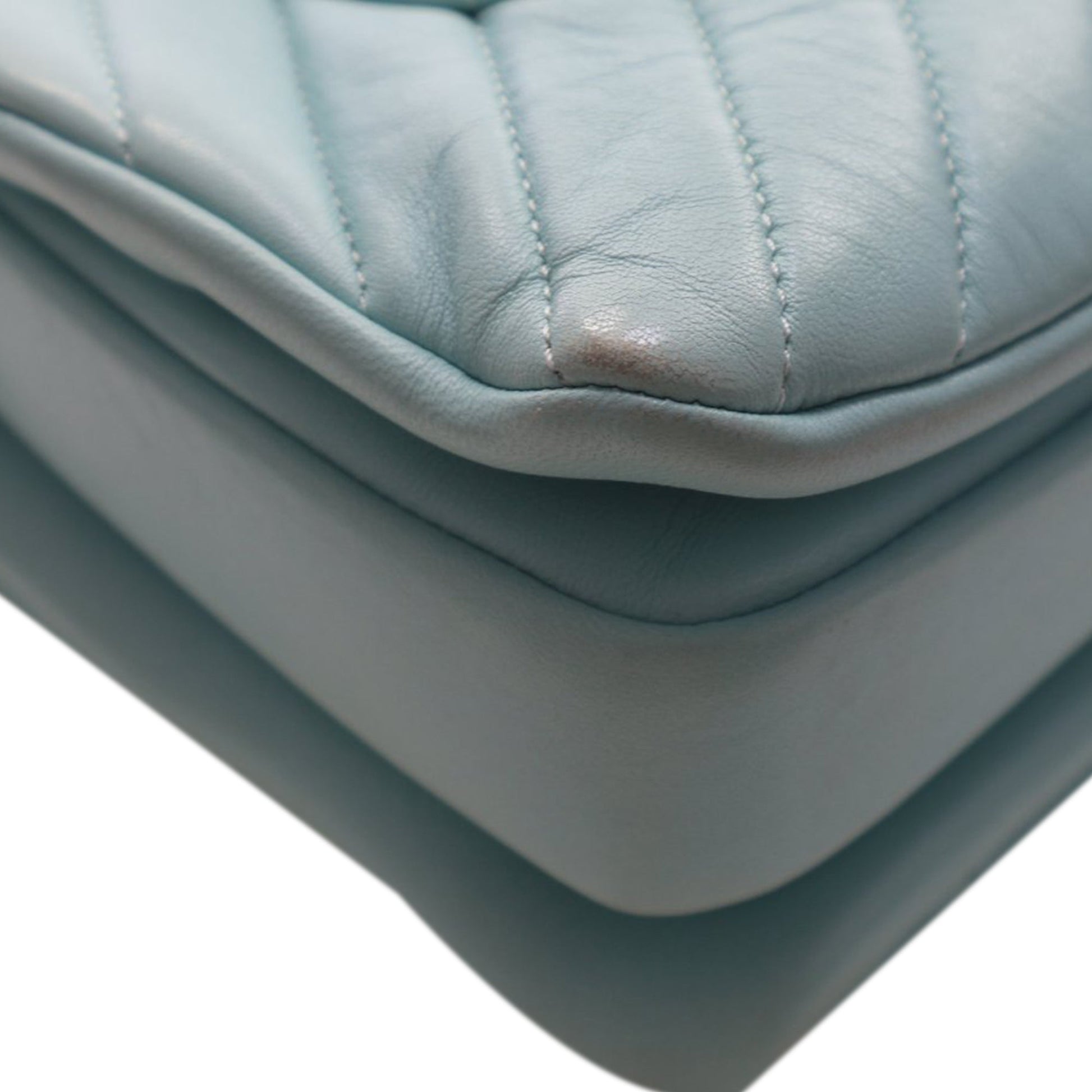 Small Chevron Lambskin Trendy CC Top Handle Flap