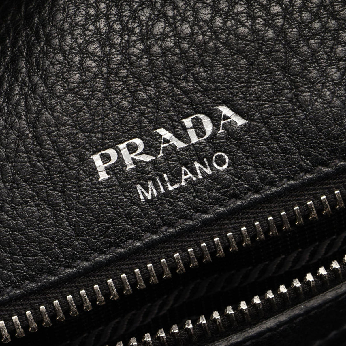 Prada Vitello Daino Zip Top Satchel — Black