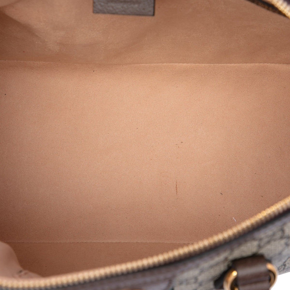 Gucci Medium GG Supreme Ophidia Web Satchel — Beige