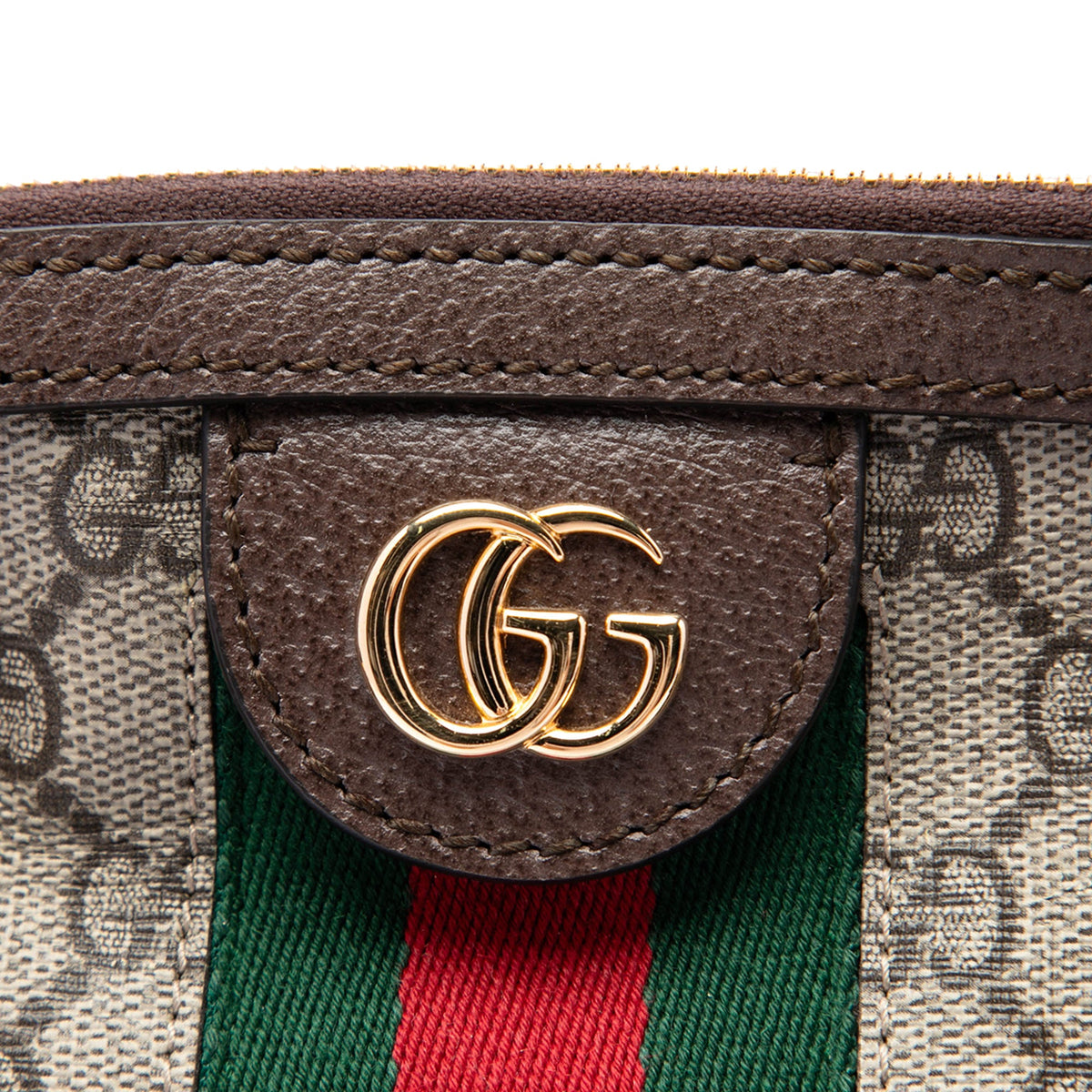 Gucci Medium GG Supreme Ophidia Web Satchel — Beige