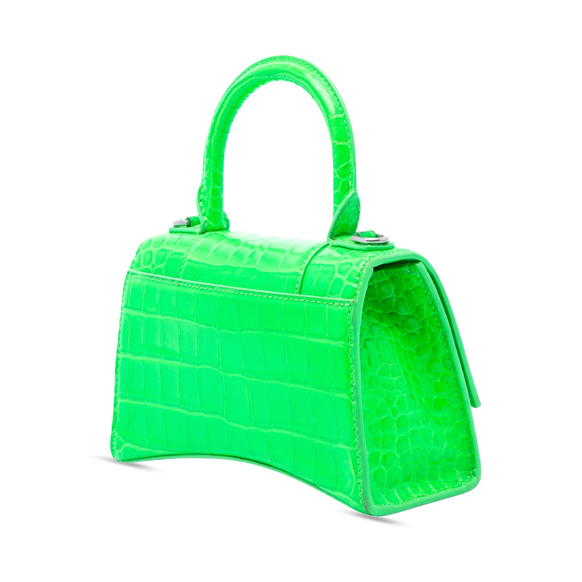 Balenciaga Croc Embossed Calfskin Hourglass Top Handle Bag XS
