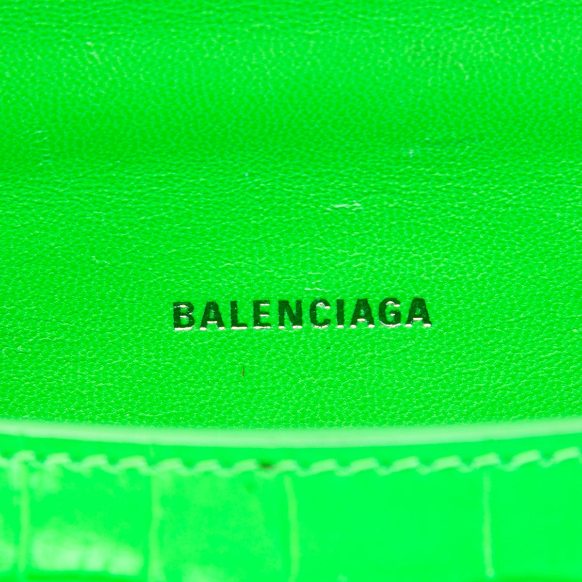 Balenciaga Croc Embossed Calfskin Hourglass Top Handle Bag XS