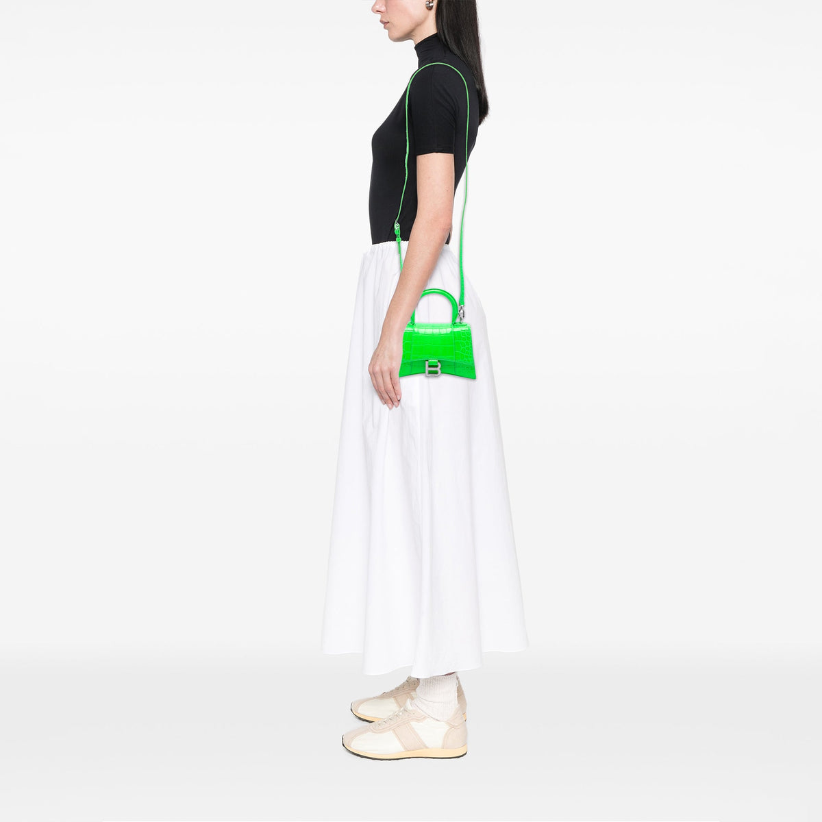 Balenciaga Croc Embossed Calfskin Hourglass Top Handle Bag XS