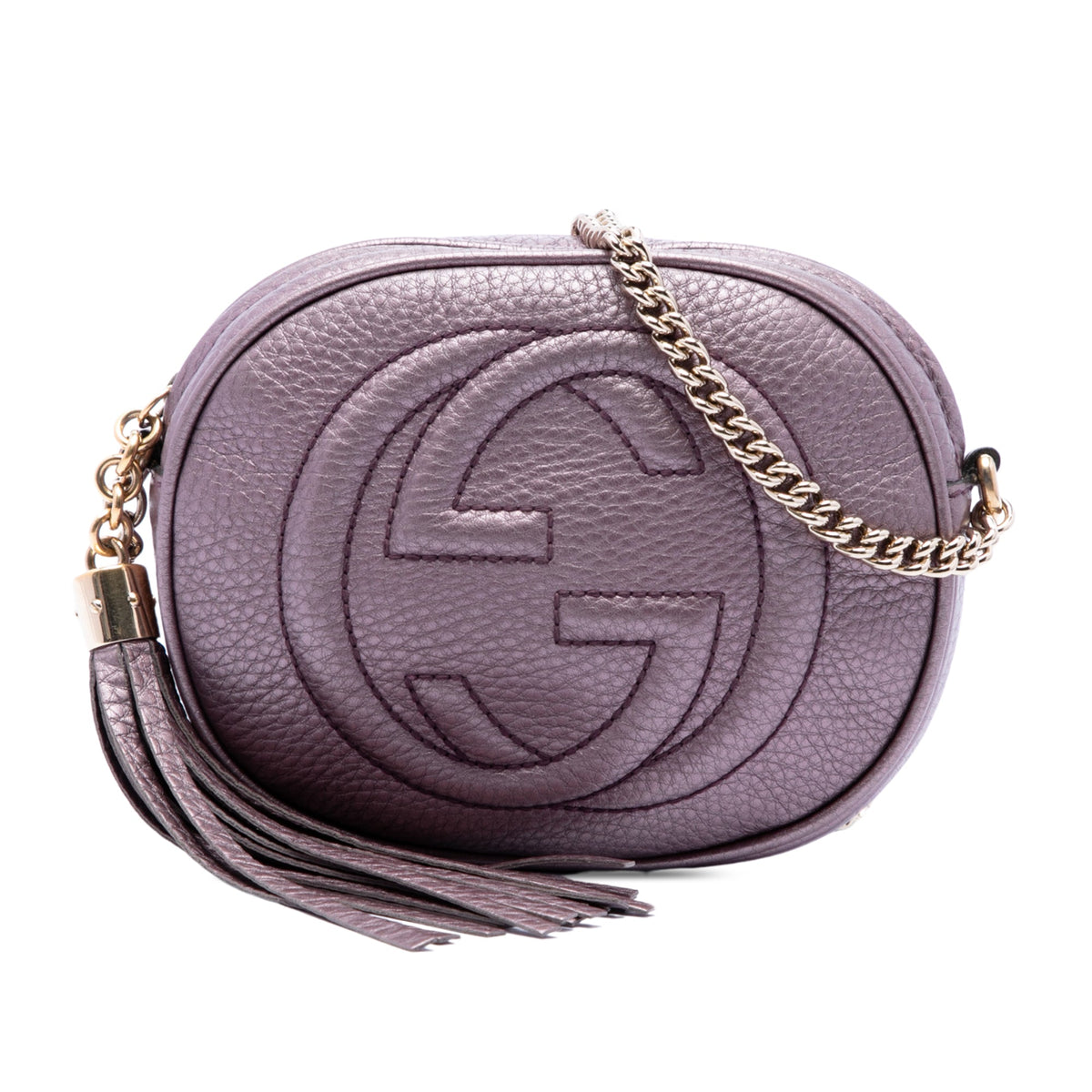 Gucci Mini Metallic Pebbled Calfskin Soho Chain Crossbody