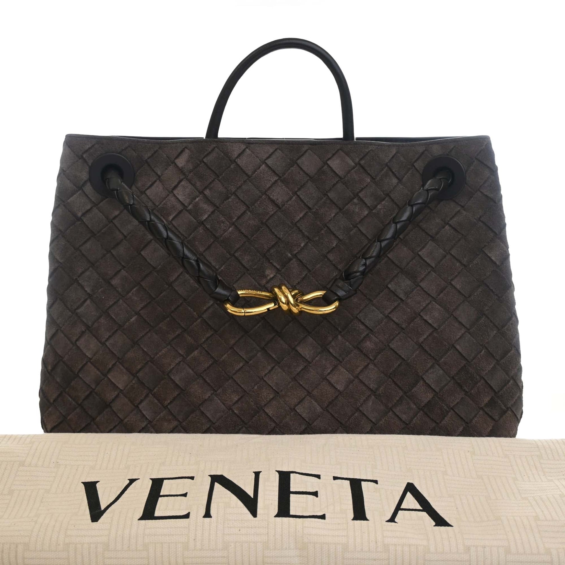 Bottega Veneta Medium Suede Intrecciato Andiamo Bag