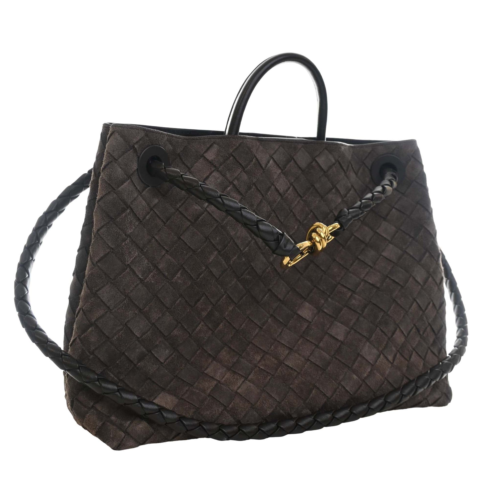 Bottega Veneta Medium Suede Intrecciato Andiamo Bag