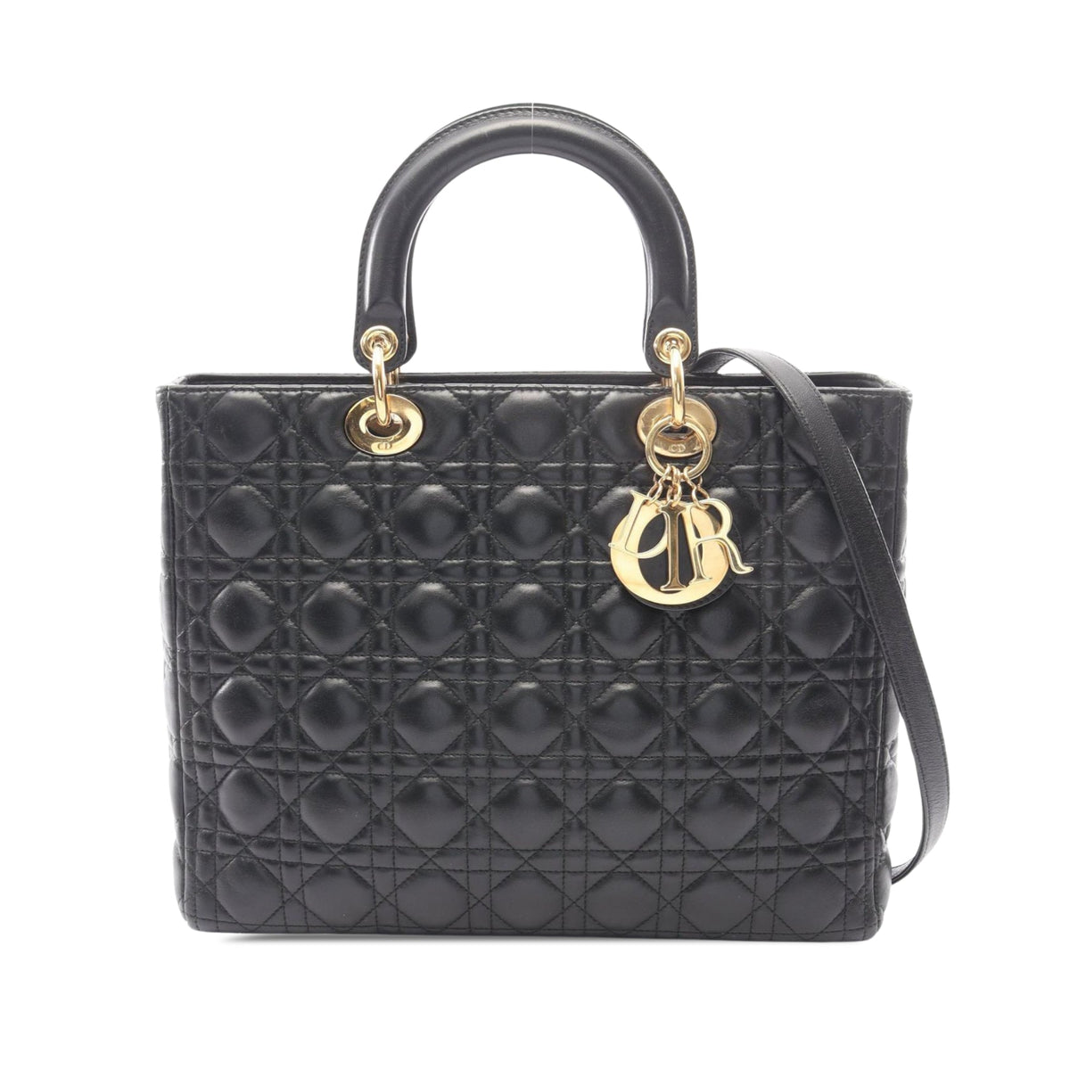 Dior Large Lambskin Cannage Lady Dior — Black