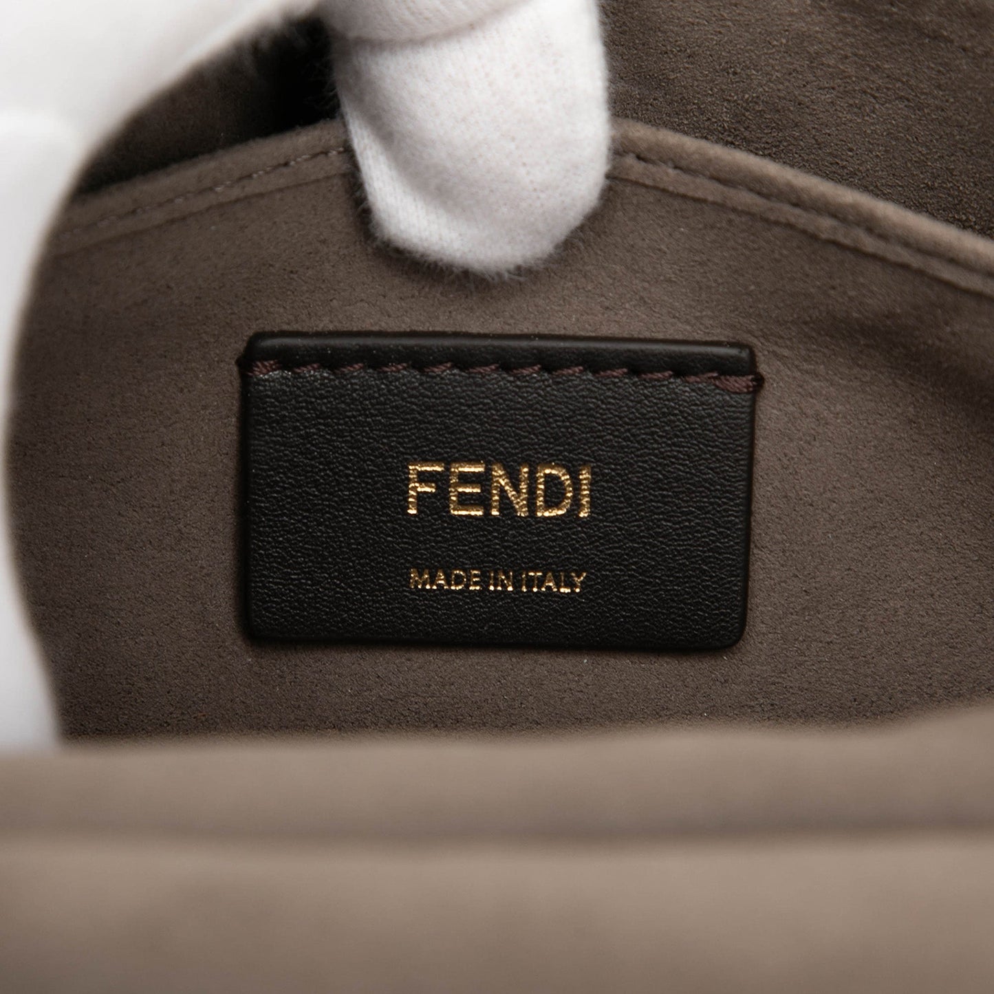 Fendi Printed Satin and Suede Double F Baguette Satchel