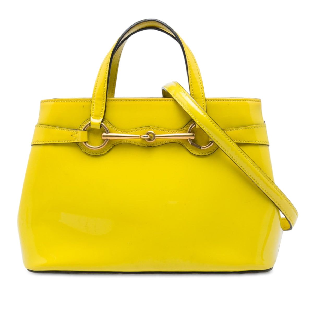 Gucci Patent Bright Bit Satchel — Yellow