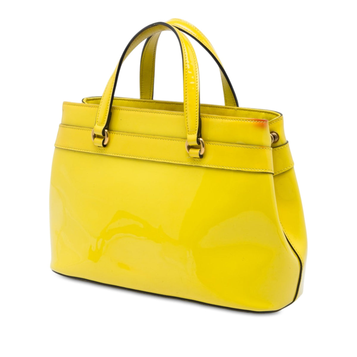 Gucci Patent Bright Bit Satchel — Yellow