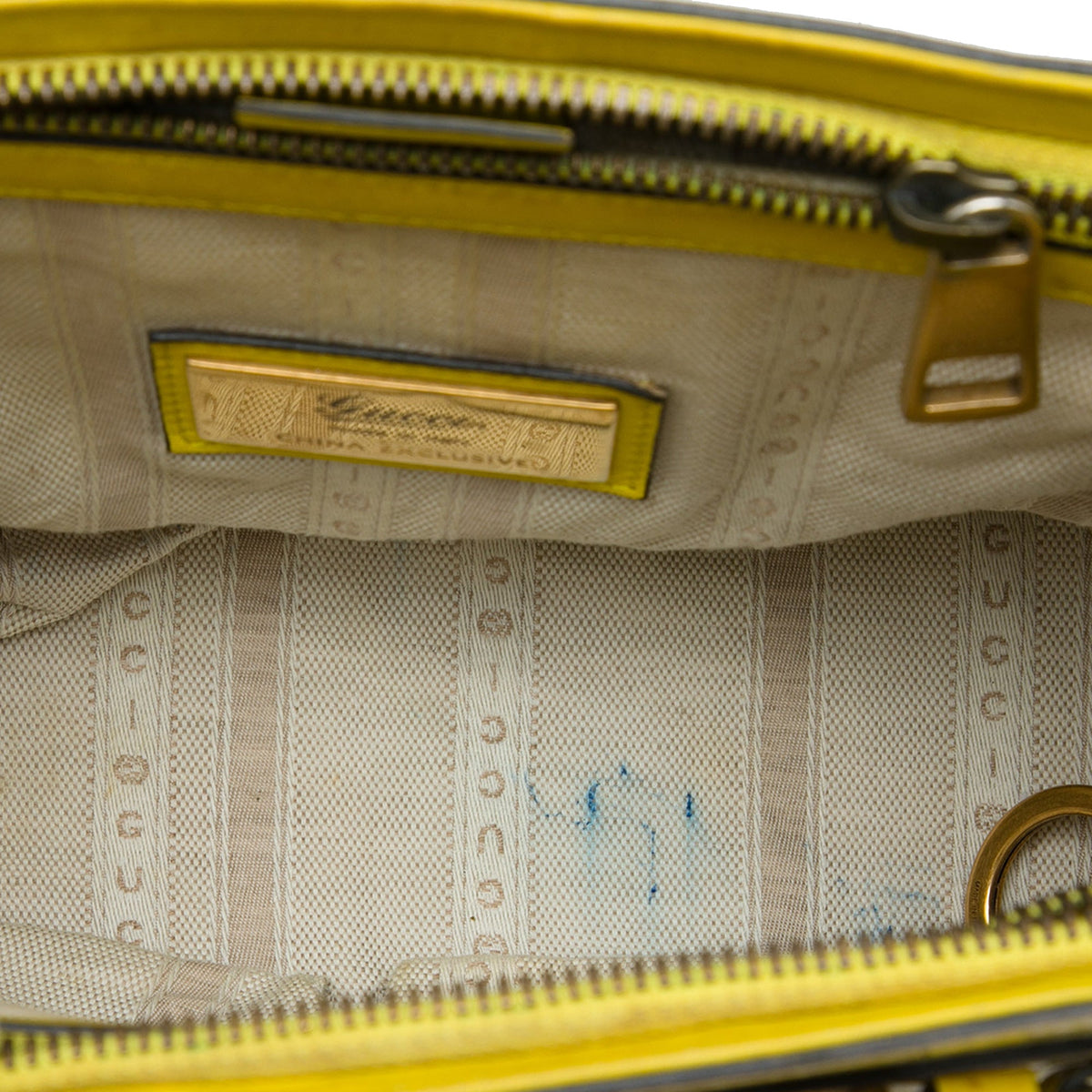 Gucci Patent Bright Bit Satchel — Yellow