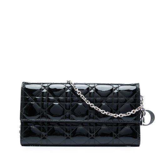 Dior Patent Cannage Lady Dior Wallet On Chain