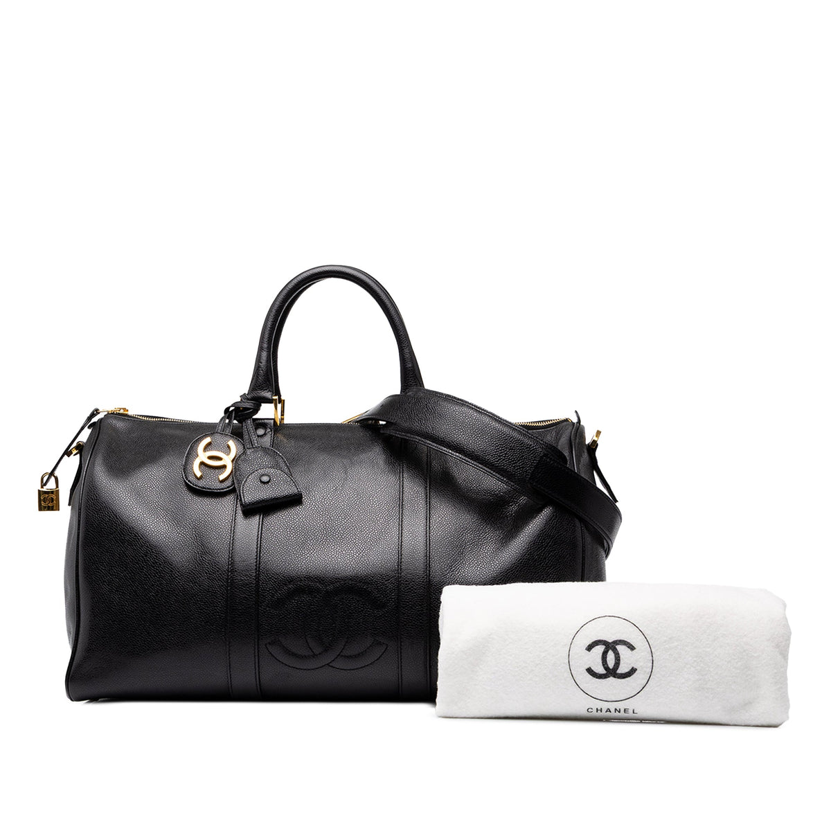 Chanel CC Caviar Duffle Bag — Black