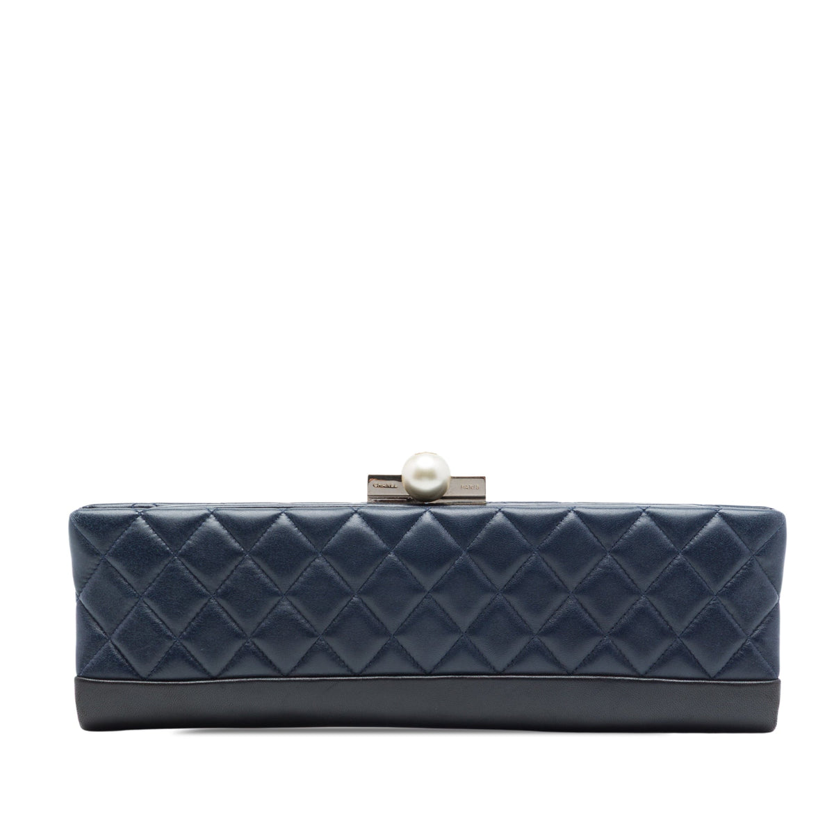 Chanel CC Quilted Lambskin Pearl Evening Baguette Clutch