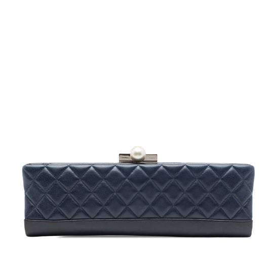 Chanel CC Quilted Lambskin Pearl Evening Baguette Clutch
