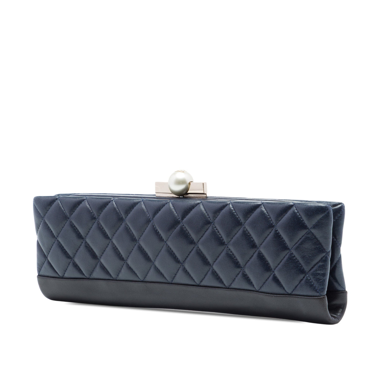 Chanel CC Quilted Lambskin Pearl Evening Baguette Clutch