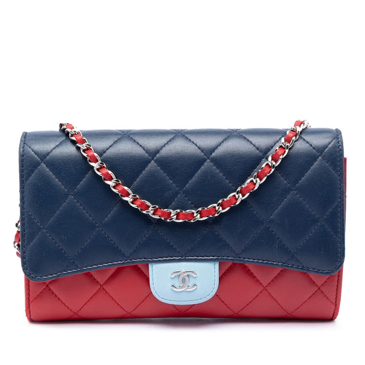 Chanel Tricolor Quilted Lambskin Wallet on Chain