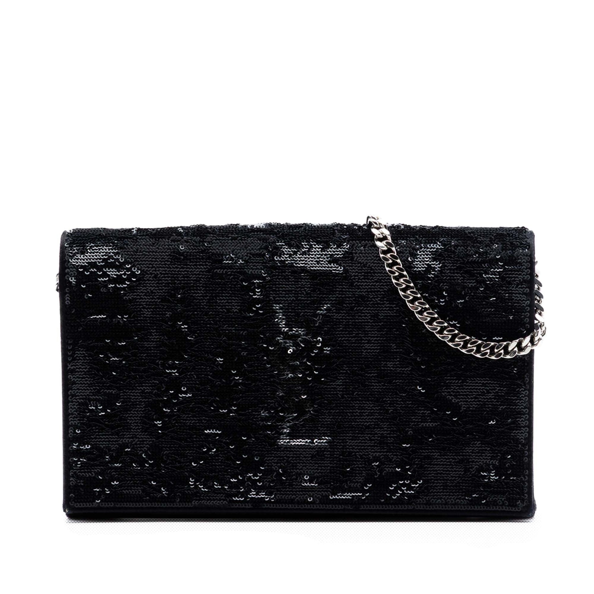 Saint Laurent Sequin Monogram Kate Wallet on Chain