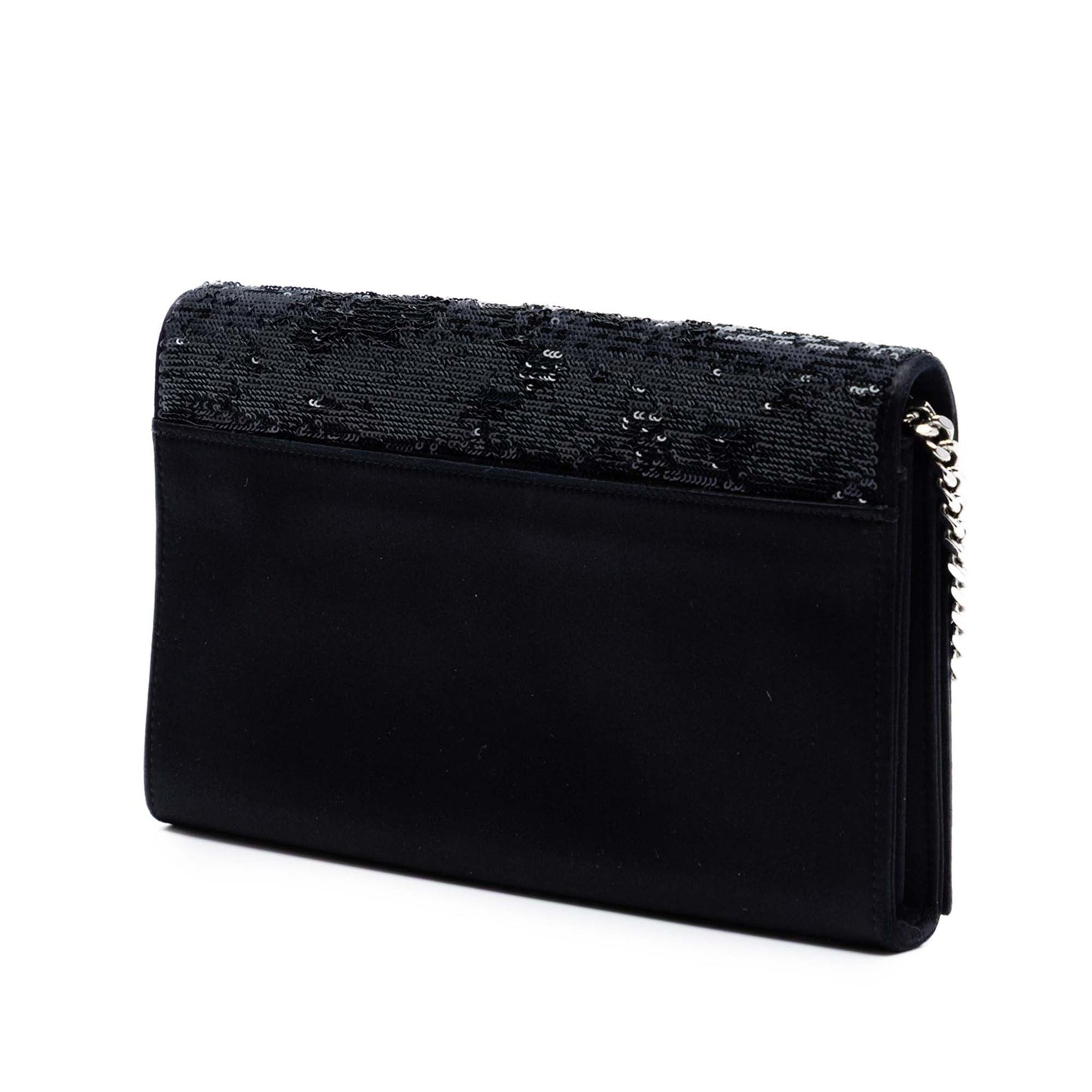Saint Laurent Sequin Monogram Kate Wallet on Chain