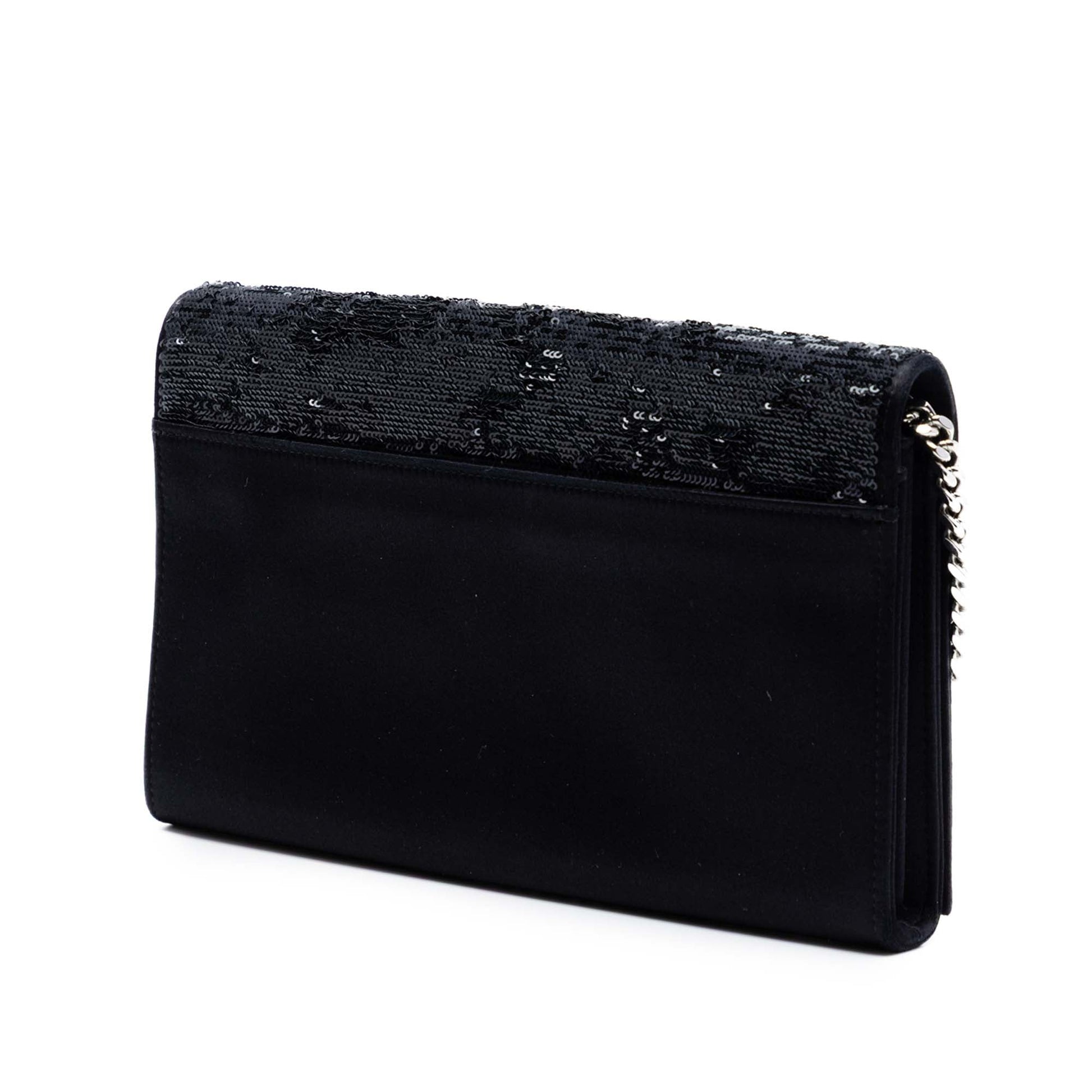 Saint Laurent Sequin Monogram Kate Wallet on Chain