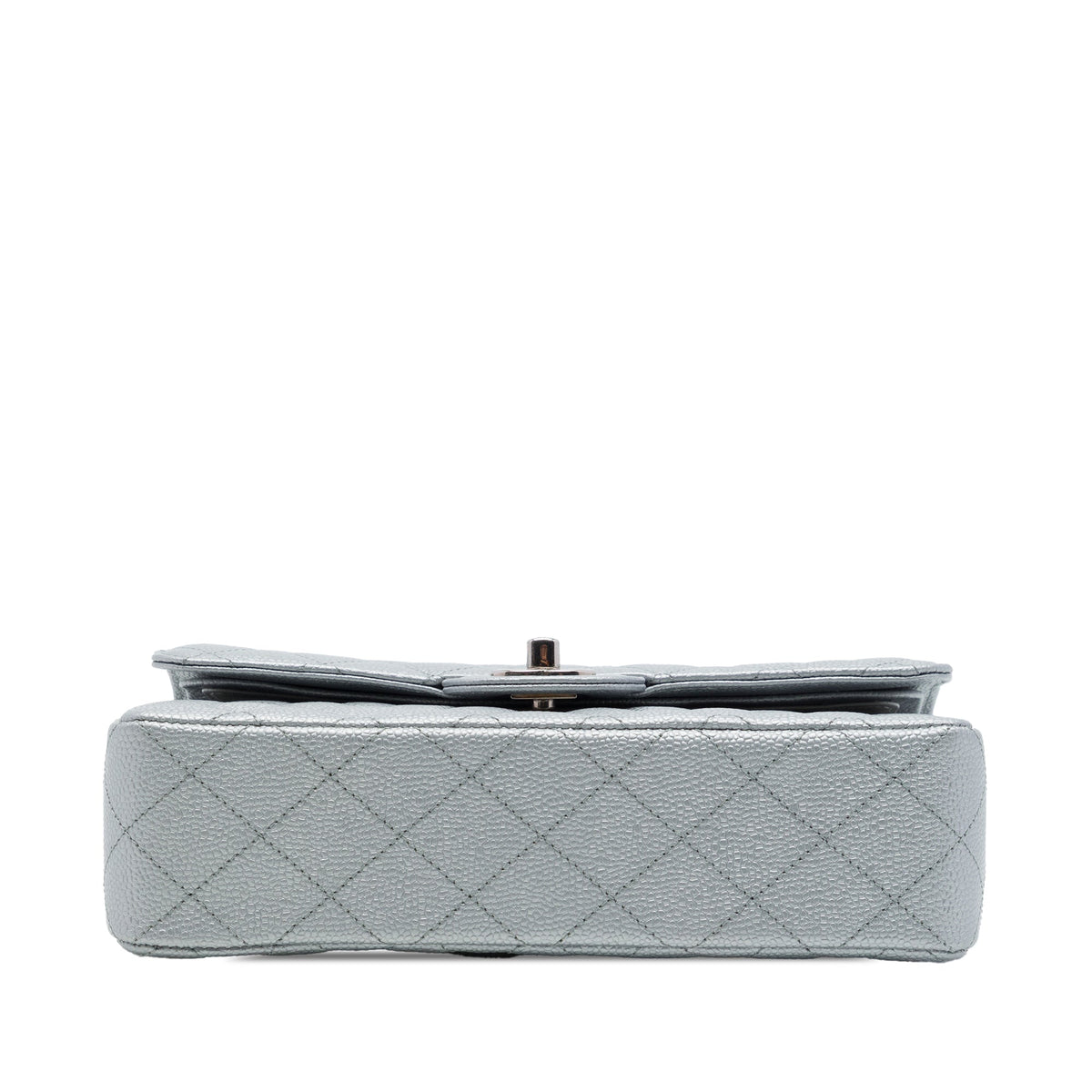 Chanel Medium Classic Metallic Caviar Double Flap — Silver