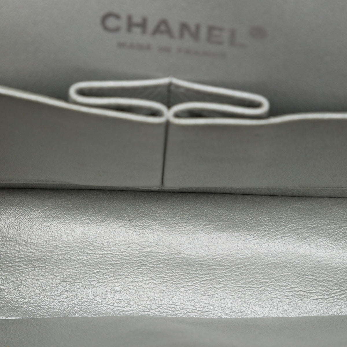 Chanel Medium Classic Metallic Caviar Double Flap — Silver