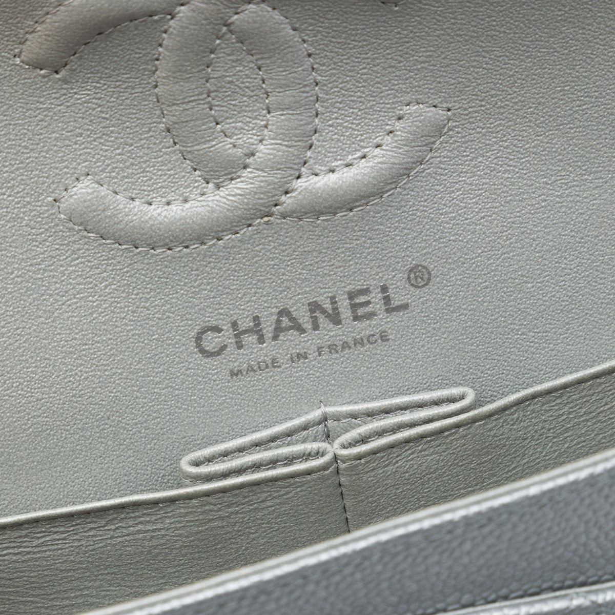 Chanel Medium Classic Metallic Caviar Double Flap — Silver