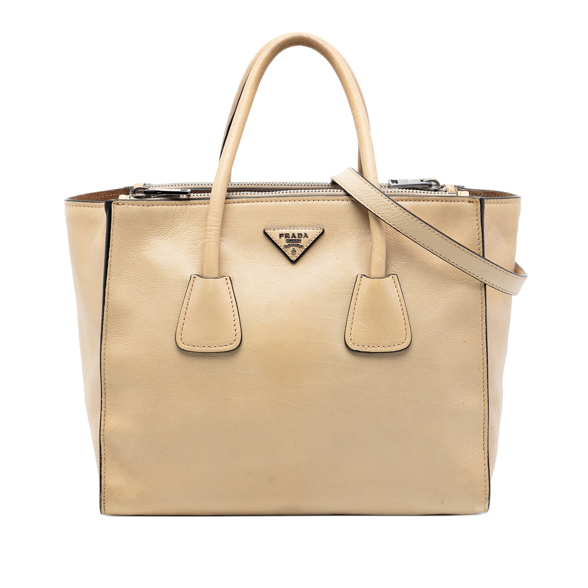 Prada Glace Calf Twin Pocket Double Handle Satchel