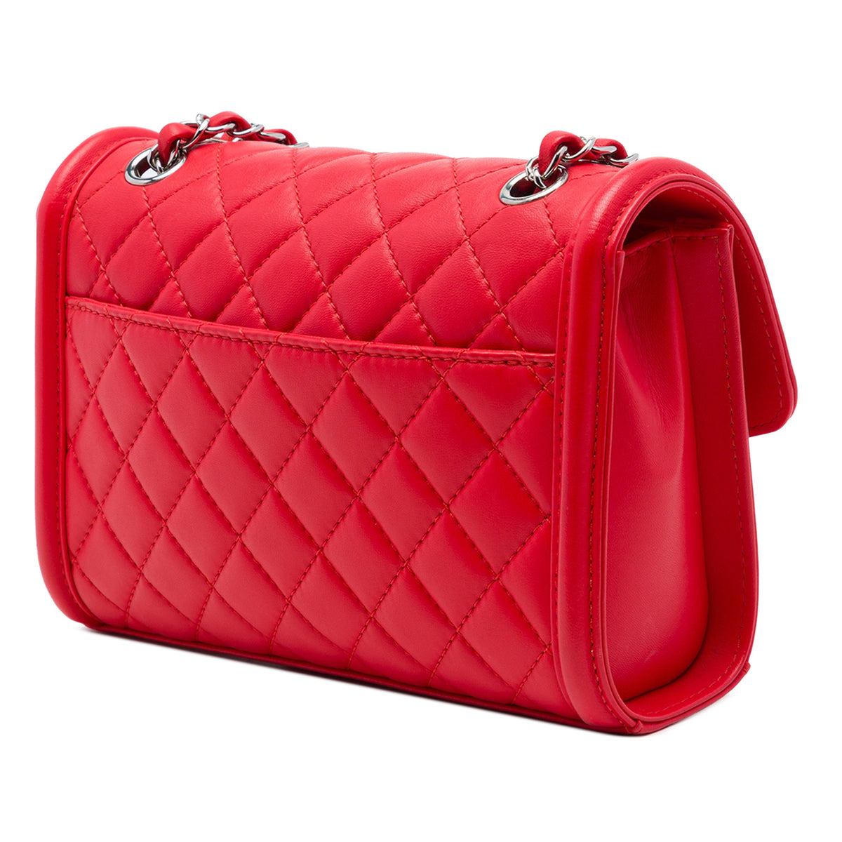 Chanel Large Quilted Lambskin Geometric Flap — Red
