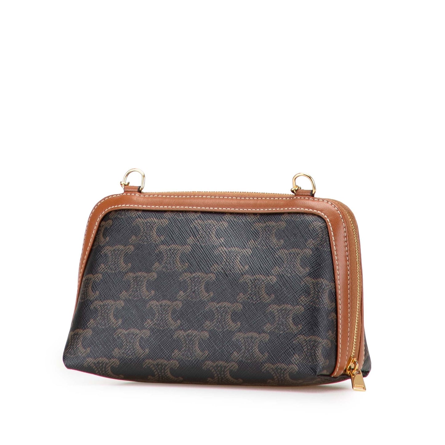 Celine Triomphe Coated Canvas Clutch On Chain