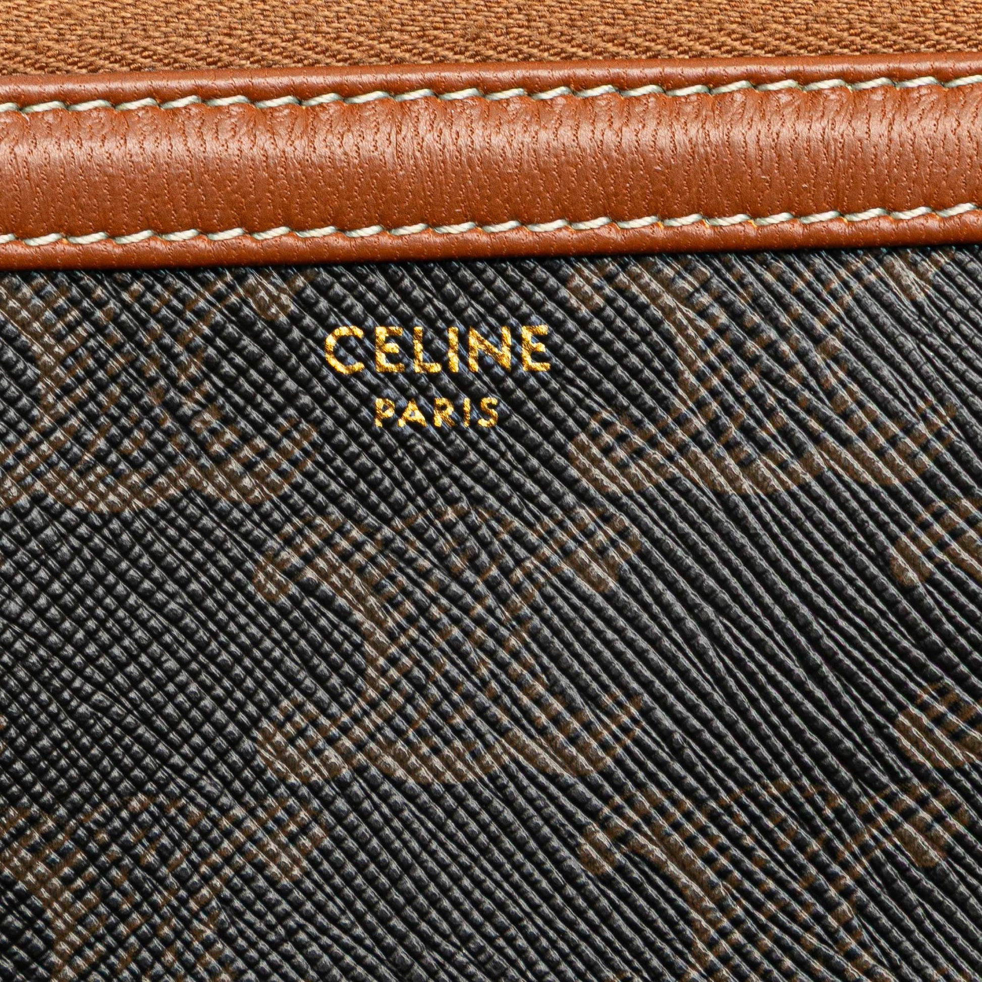 Celine Triomphe Coated Canvas Clutch On Chain