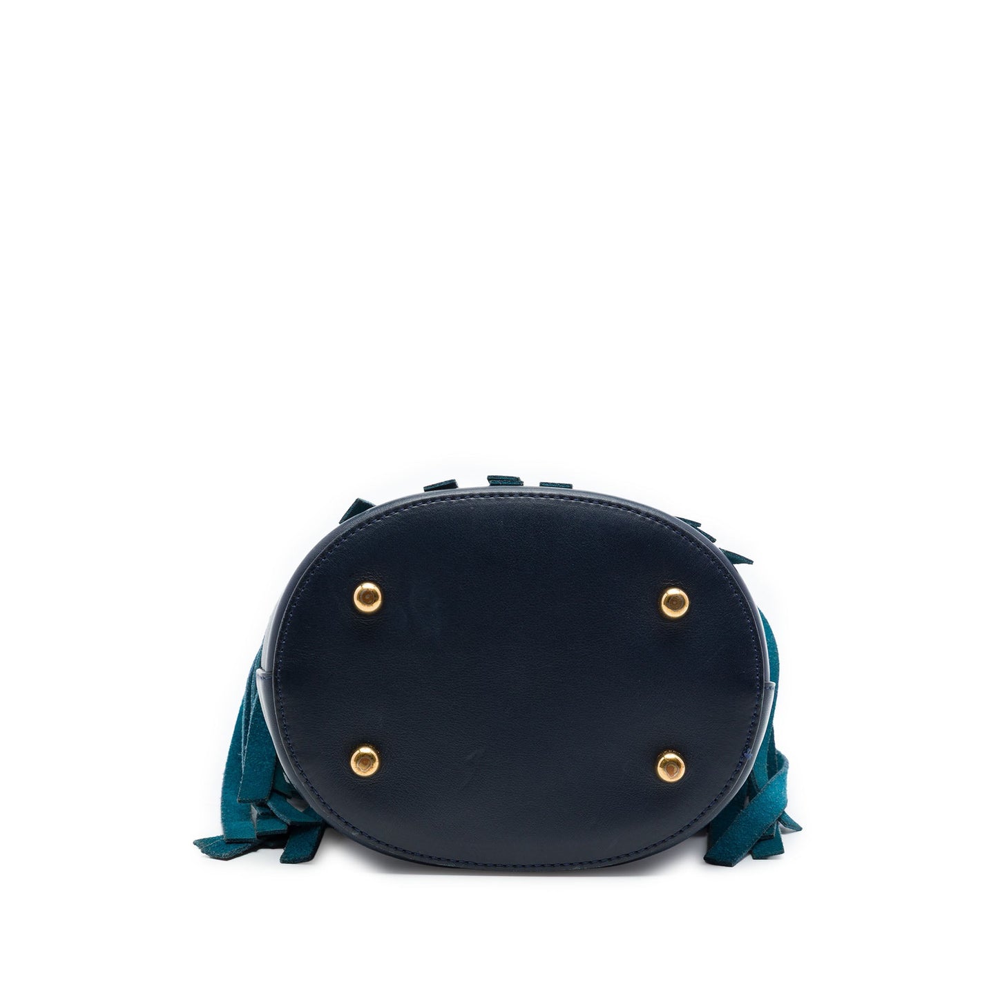 Burberry Prorsum House Check Canvas and Suede Fringe Bucket Bag