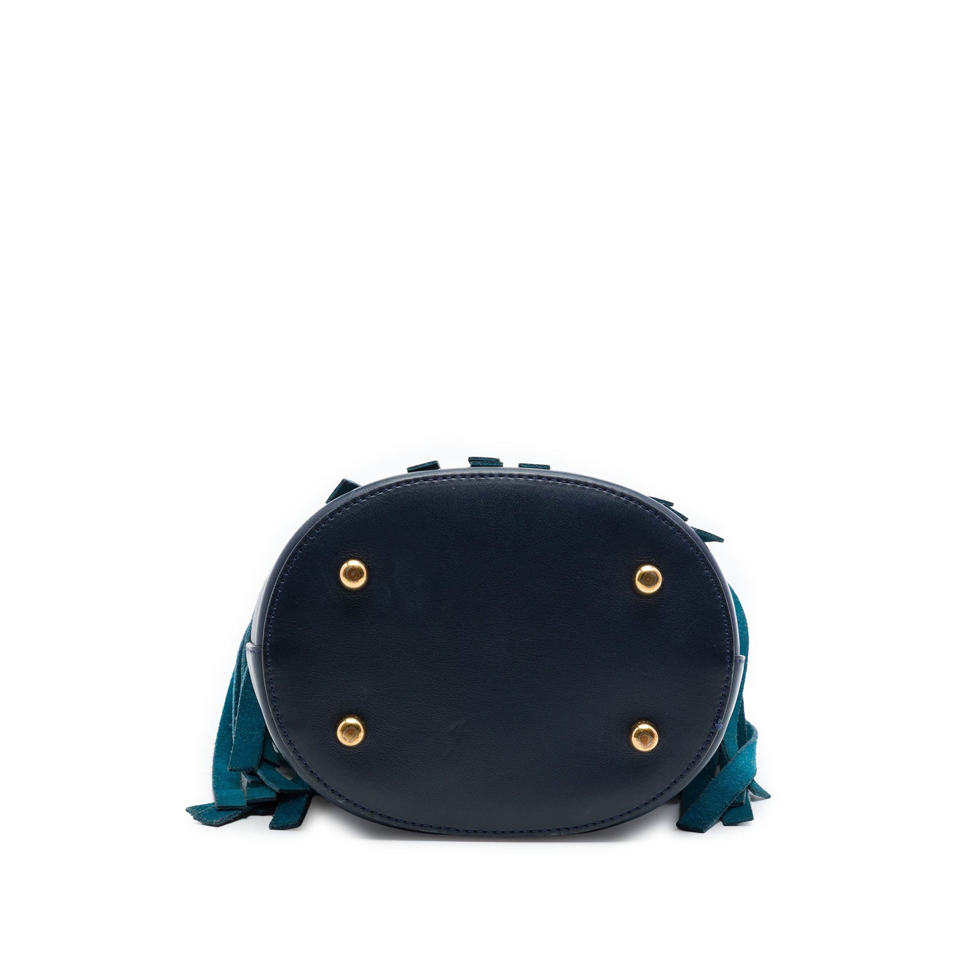 Burberry Prorsum House Check Canvas and Suede Fringe Bucket Bag